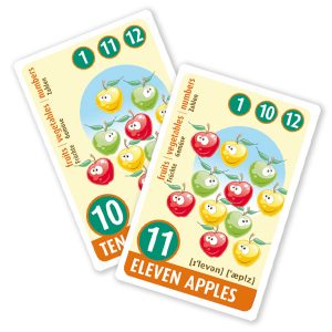 Englisch für Kinder, Sprachspiel. Quartett - fruits, vegetables, numbers. Diese Karten sind Bestandteil des Sprachlernspiels. Sprachspiele für Englisch aus Augsburg